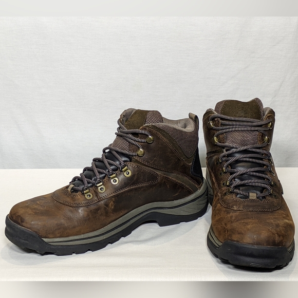 NEW Timberland Men's White Ledge Leather Mid Waterproof Ankle Boot Brown Sz 12 - Picture 2 of 4